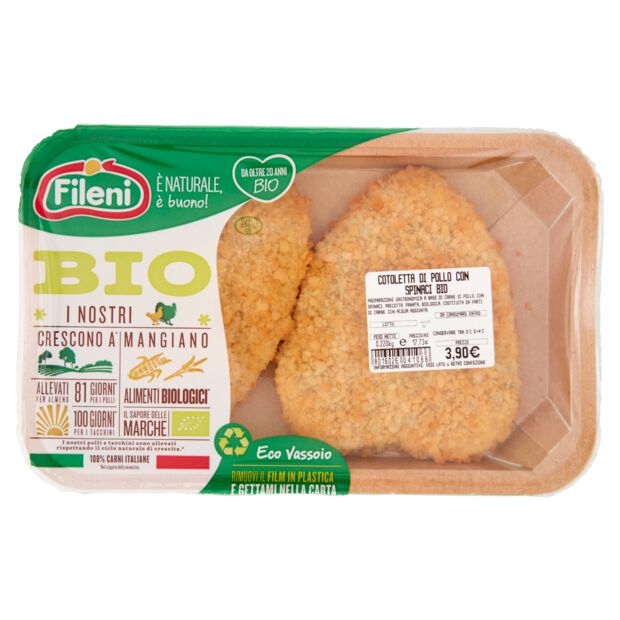 Cotolette Fileni Pollo Biologico Spinaci G 220