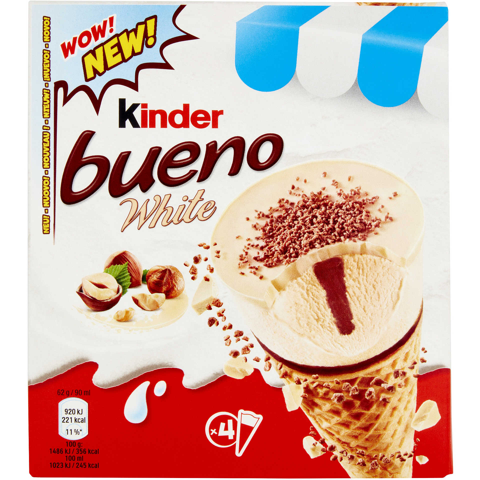 Gelato Kinder Cono Bueno White X4 Gr 248