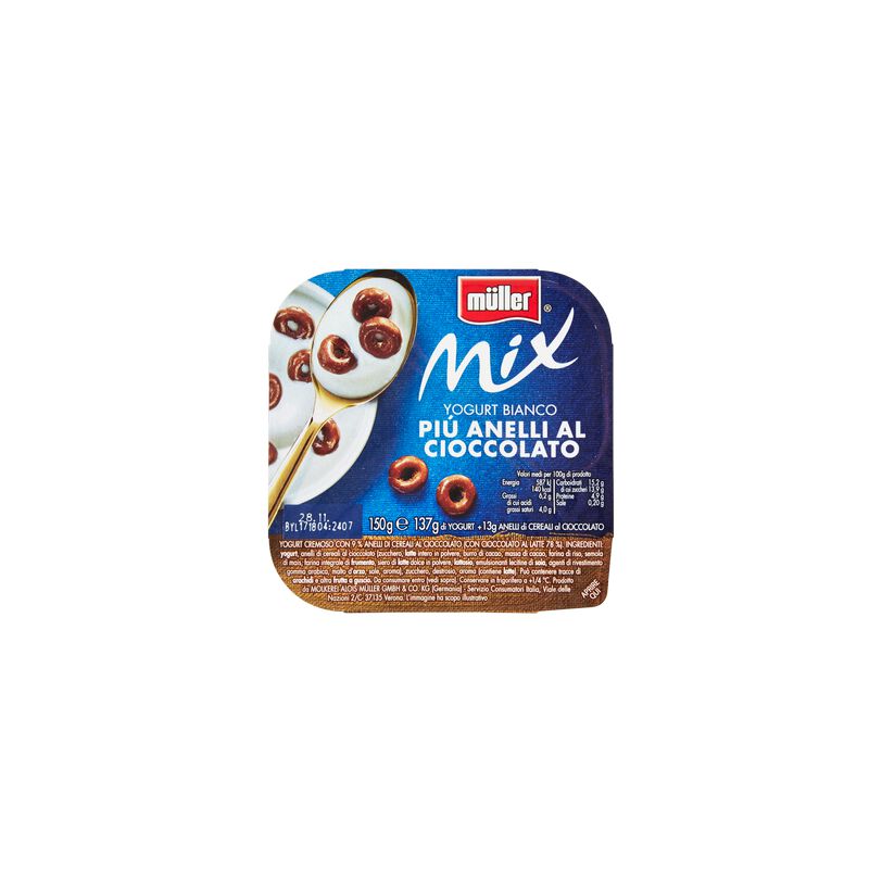 Yogurt Muller Mix Anelli Di Cioccolato G 150